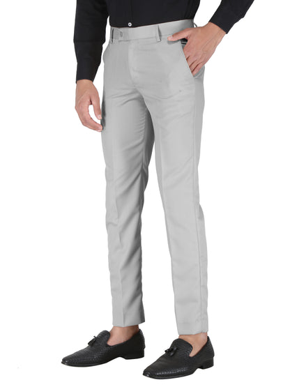 Men Regular Fit Grey Viscose Rayon Trousers