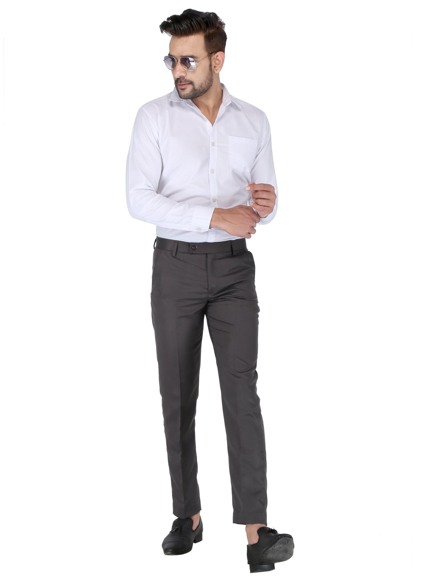 Men Slim Fit Black Viscose Rayon Trousers