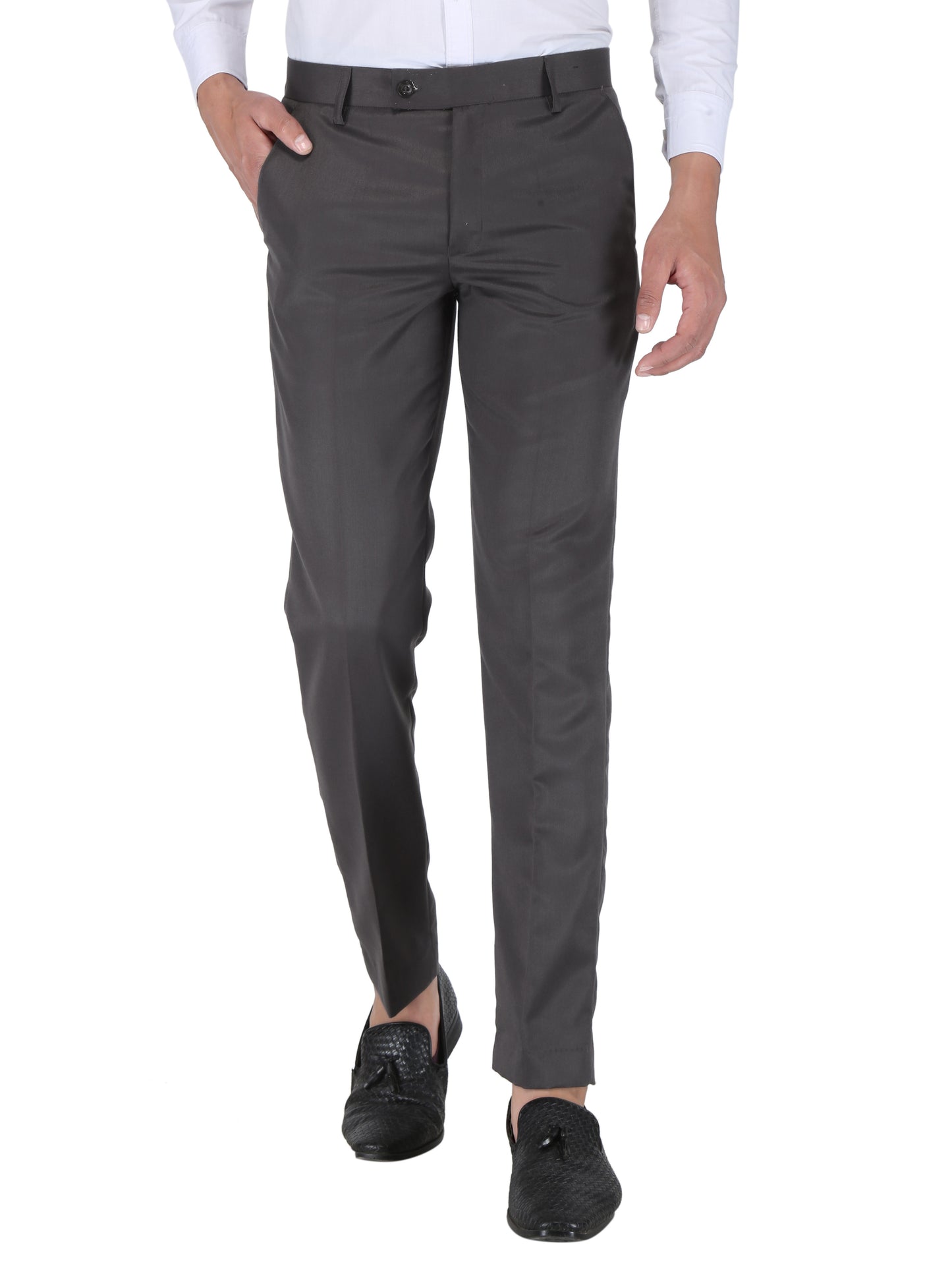 Men Slim Fit Black Viscose Rayon Trousers