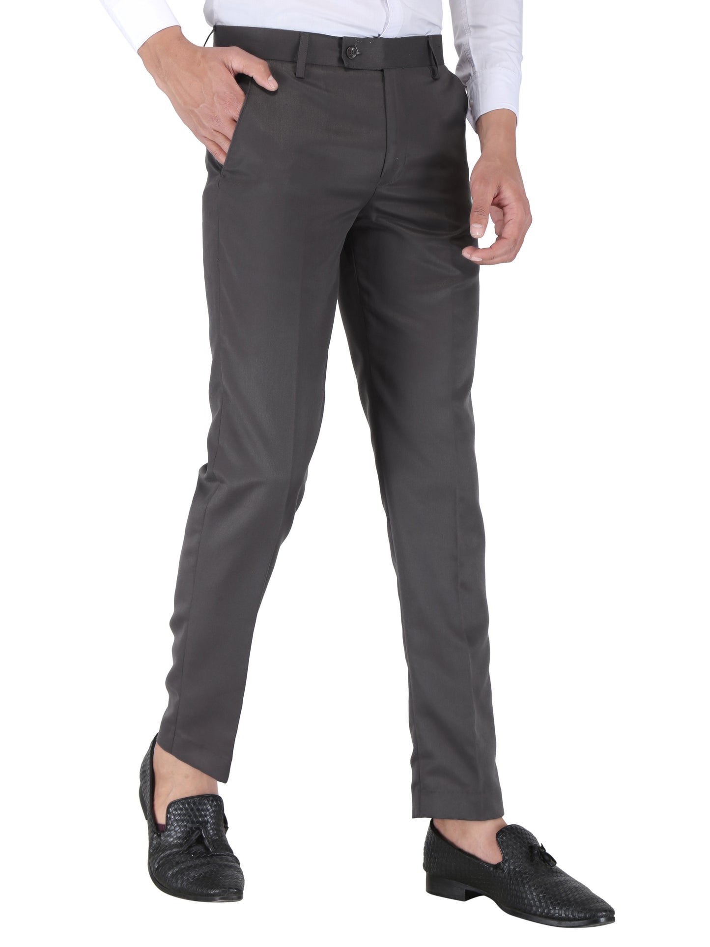 Men Slim Fit Black Viscose Rayon Trousers