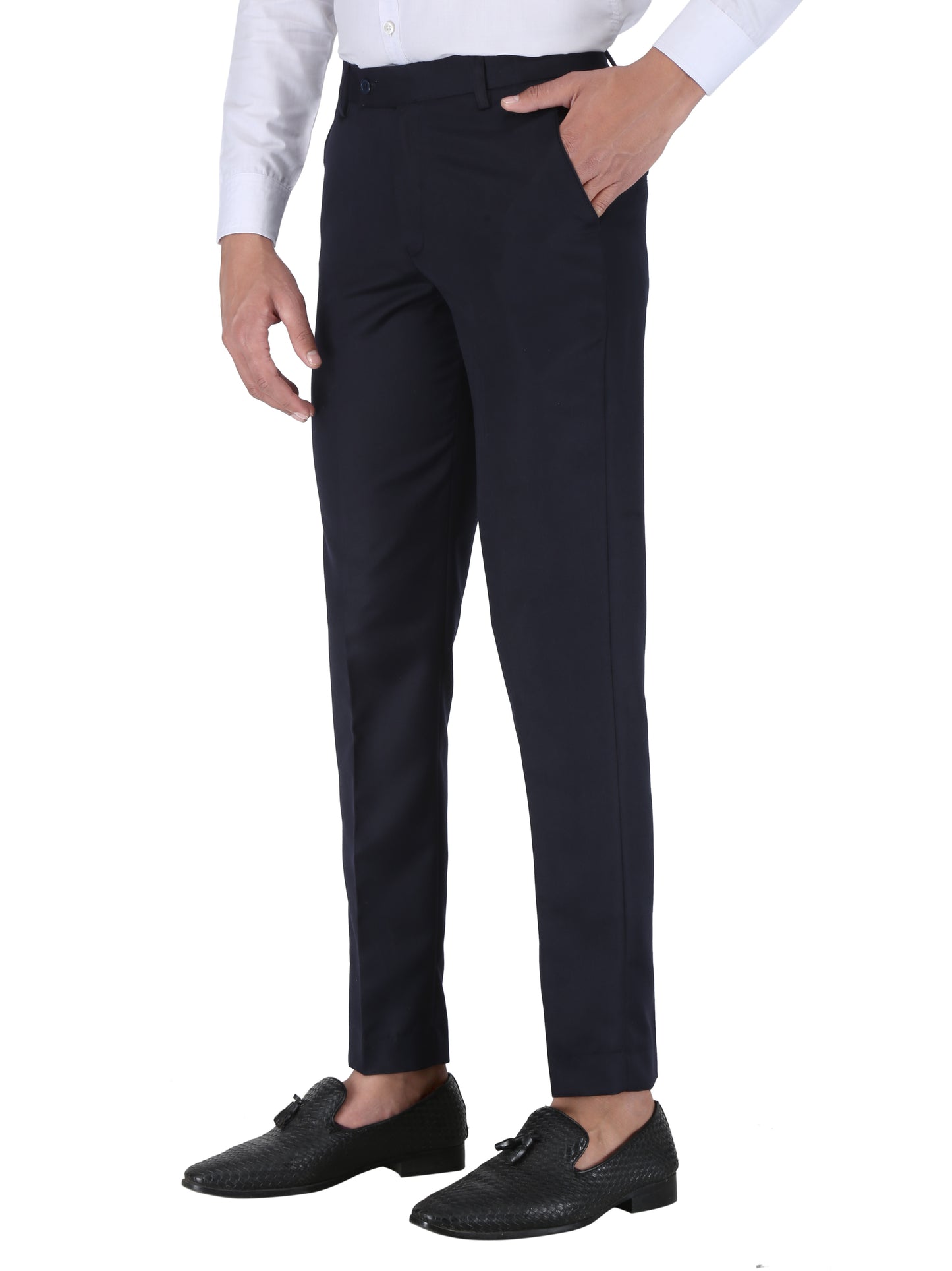 Men Slim Fit Black Viscose Rayon Trousers