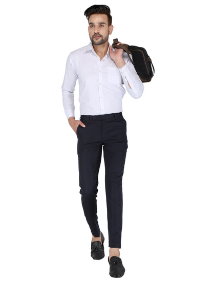 Men Slim Fit Black Viscose Rayon Trousers