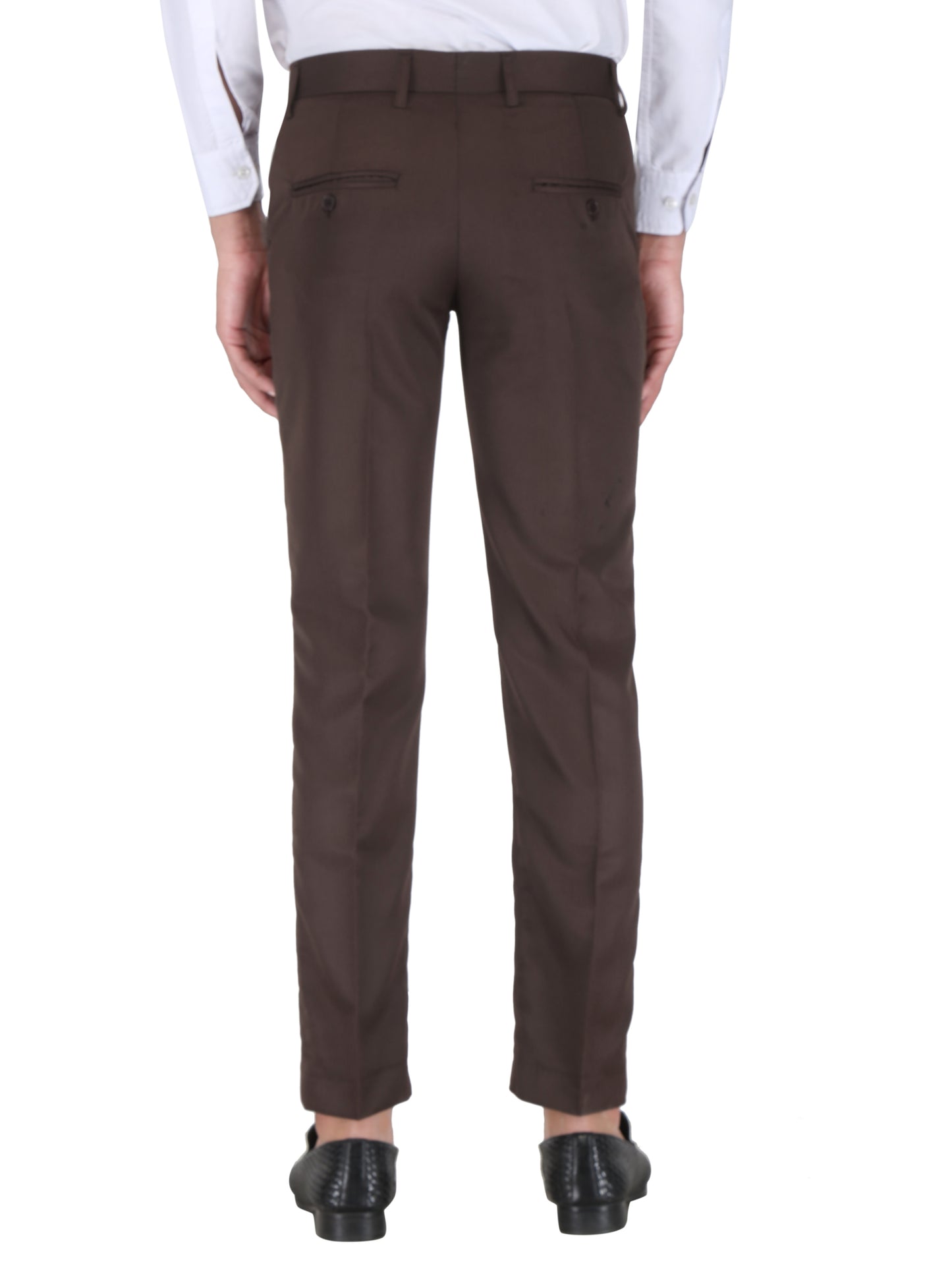 Men Regular Fit Brown Cotton Blend Trousers