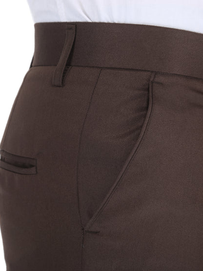 Men Regular Fit Brown Cotton Blend Trousers