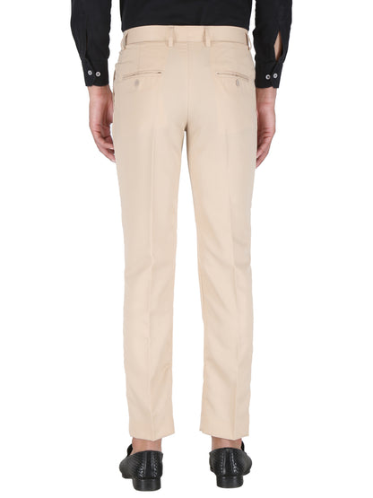 Men Slim Fit Beige Viscose Rayon Trousers