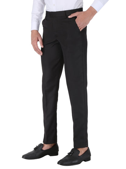 Men Slim Fit Black Viscose Rayon Trousers